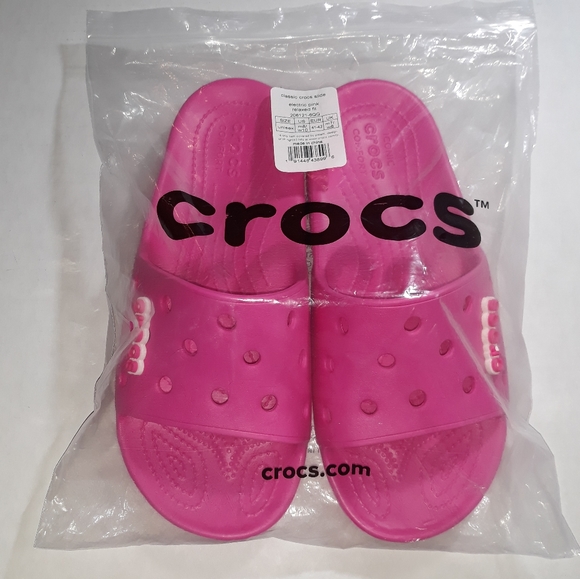 (New) Crocs Slides (Electric Pink) (W10/M8) - Picture 4 of 5